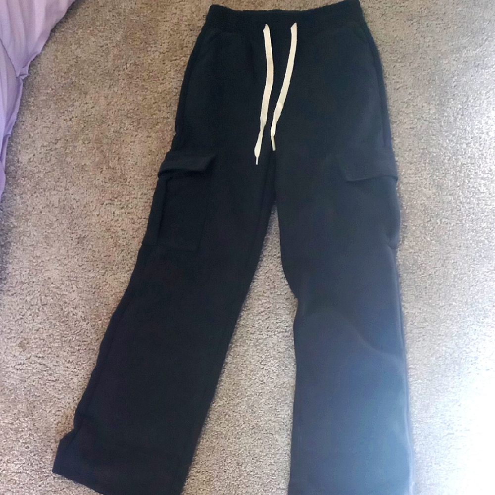 Black Cargo Sweatpants with Drawstring